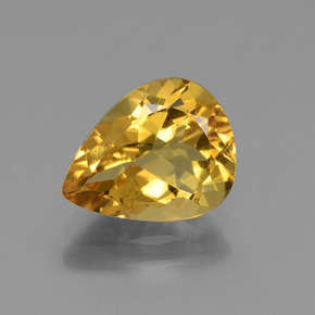 2.11 ct Yellow Golden Beryl Gemstone, Golden Beryl Gem in Pear Facet Shape for Sale.