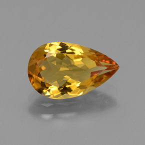 1.70 ct Gold Golden Beryl Gemstone, Golden Beryl Gem in Pear Facet Shape for Sale.