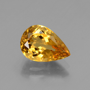 1.85 ct Gold Golden Beryl Gemstone, Golden Beryl Gem in Pear Facet Shape for Sale.