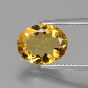 2.02 ct Gold Golden Beryl Gemstone, Golden Beryl Gem in Oval Facet Shape for Sale.