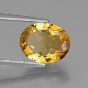 2.02 ct Gold Golden Beryl Stone, Natural Golden Beryl in Oval Facet Shape for Sale