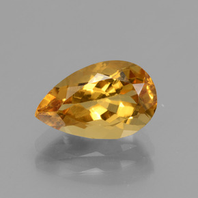 2.18 ct Gold Golden Beryl Gemstone, Golden Beryl Gem in Pear Facet Shape for Sale.
