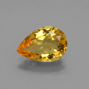 1.55 ct Gold Golden Beryl Gemstone, Golden Beryl Gem in Pear Facet Shape for Sale.