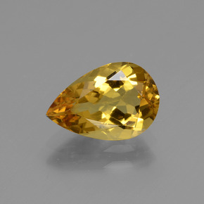 1.49 ct Gold Golden Beryl Gemstone, Golden Beryl Gem in Pear Facet Shape for Sale.