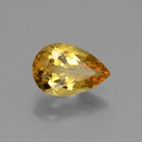 1.49 ct Gold Golden Beryl Stone, Natural Golden Beryl in Pear Facet Shape for Sale