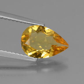 1.22 ct Gold Golden Beryl Gemstone, Golden Beryl Gem in Pear Facet Shape for Sale.