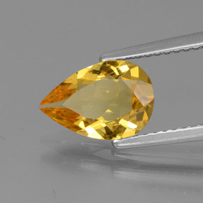 1.22 ct Gold Golden Beryl Stone, Natural Golden Beryl in Pear Facet Shape for Sale