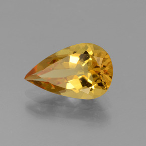 1.62 ct Yellow Golden Beryl Stone, Natural Golden Beryl in Pear Facet Shape for Sale