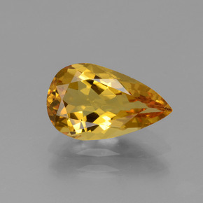 1.70 ct Gold Golden Beryl Gemstone, Golden Beryl Gem in Pear Facet Shape for Sale.