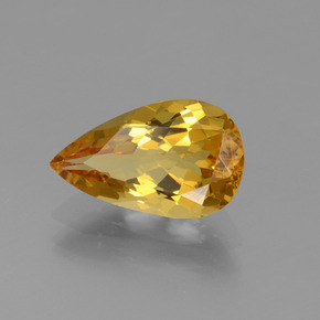 1.70 ct Gold Golden Beryl Stone, Natural Golden Beryl in Pear Facet Shape for Sale