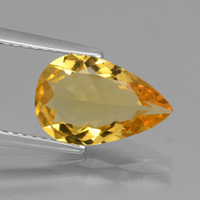 1.94 ct Yellow Golden Beryl Gemstone, Golden Beryl Gem in Pear Facet Shape for Sale.