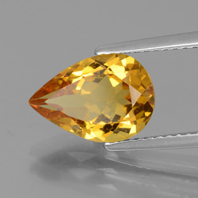 2.33 ct Gold Golden Beryl Stone, Natural Golden Beryl in Pear Facet Shape for Sale