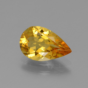 1.54 ct Gold Golden Beryl Gemstone, Golden Beryl Gem in Pear Facet Shape for Sale.