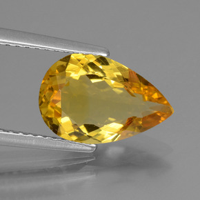 2.05 ct Gold Golden Beryl Gemstone, Golden Beryl Gem in Pear Facet Shape for Sale.