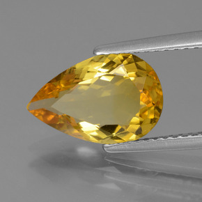 2.05 ct Gold Golden Beryl Stone, Natural Golden Beryl in Pear Facet Shape for Sale