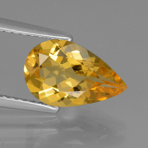1.65 ct Yellow Golden Beryl Gemstone, Golden Beryl Gem in Pear Facet Shape for Sale.
