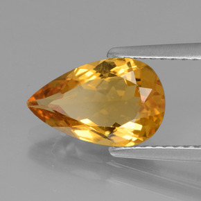 1.68 ct Yellow Golden Beryl Stone, Natural Golden Beryl in Pear Facet Shape for Sale