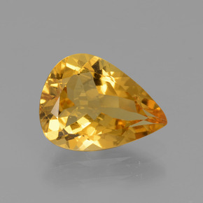 1.63 ct Gold Golden Beryl Gemstone, Golden Beryl Gem in Pear Facet Shape for Sale.