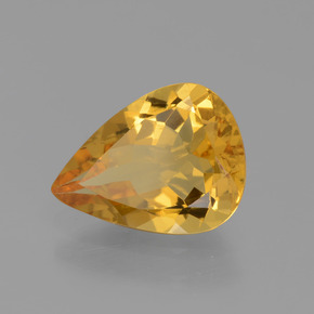 1.63 ct Gold Golden Beryl Stone, Natural Golden Beryl in Pear Facet Shape for Sale
