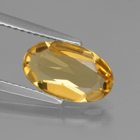 1.72 ct Gold Golden Beryl Gemstone, Golden Beryl Gem in Oval Facet Shape for Sale.