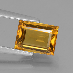 1.03 ct Gold Golden Beryl Gemstone, Golden Beryl Gem in Baguette Facet Shape for Sale.