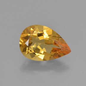 1.38 ct Gold Golden Beryl Gemstone, Golden Beryl Gem in Pear Facet Shape for Sale.