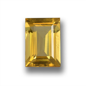 0.90 ct Yellow Golden Beryl Gemstone, Golden Beryl Gem in Baguette Step Cut Shape for Sale.