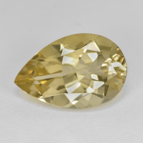 5.45ct Pear Facet Yellow Golden Beryl from Brazil, Dimension 15.1 x 10mm, Natural untreated Gemstone, VVS Clarity, 1 piece Golden Beryl in Dijon Yellow Color, Mohs Hardness of 7.5 - 8 suitable for daily wear jewelry, Photo A