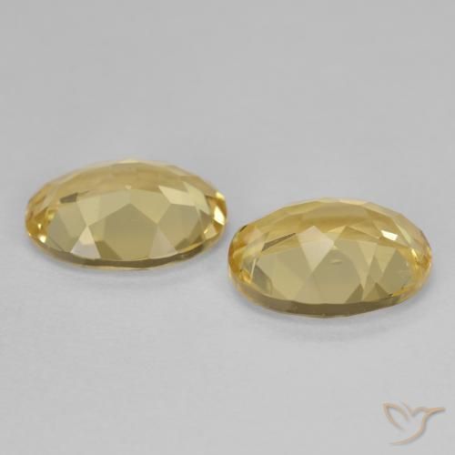 Golden Beryl Gemstones in 9 x 7 mm (calibrated) Size for Sale, Golden Beryl Stones in Dijon Yellow Color