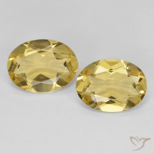 2 Stück ovaler gelber Goldener Beryll in der Größe 9,1 x 6,8mm, Gewicht 2,71 ct gesamt / durchschn. Je 1,36 ct, Hell Gold in VVS-VS Reinheit, Natürlicher Edelstein, Mohs-Härte 7,5 - 8 Geeignet für den täglichen Gebrauch im Schmuck , Photo A