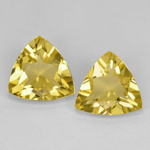 2.55 ctw Yellow Golden Beryl Gemstones, Golden Beryl Gems in Trillion Facet Shape for Sale.