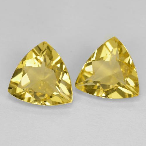 2.55 ctw Yellow Golden Beryl Stones, Natural Golden Beryl in Trillion Facet Shape for Sale