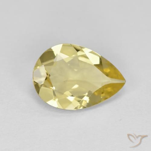 1.46 ct Yellow Golden Beryl Stone, Natural Golden Beryl in Pear Facet Shape for Sale