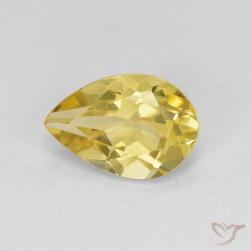 1.34 ct Yellow Golden Beryl Gemstone, Golden Beryl Gem in Pear Facet Shape for Sale.