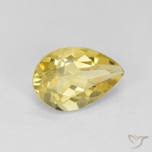 1.34 ct Yellow Golden Beryl Stone, Natural Golden Beryl in Pear Facet Shape for Sale