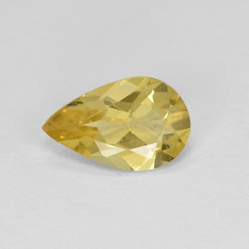 0.79 ct Yellow Golden Beryl Gemstone, Golden Beryl Gem in Pear Facet Shape for Sale.