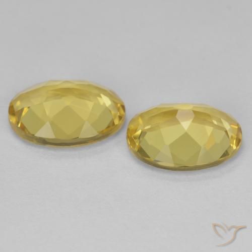 Golden Beryl Gemstones in 9 x 7 mm (calibrated) Size for Sale, Golden Beryl Stones in Light Gold Color