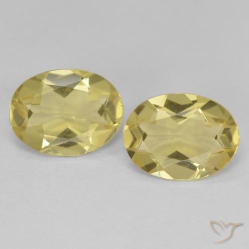 Berilo Dorado Ovalada a juego de 2 piezas en tamaño 9 x 7mm, peso 2,79 ct en total / promedio. 1,4 ct cada uno, Dorado claro en claridad vvs-vs, piedra preciosa natural No tratado, dureza de Mohs 7.5 - 8 Adecuado para joyas de uso diario, Photo A