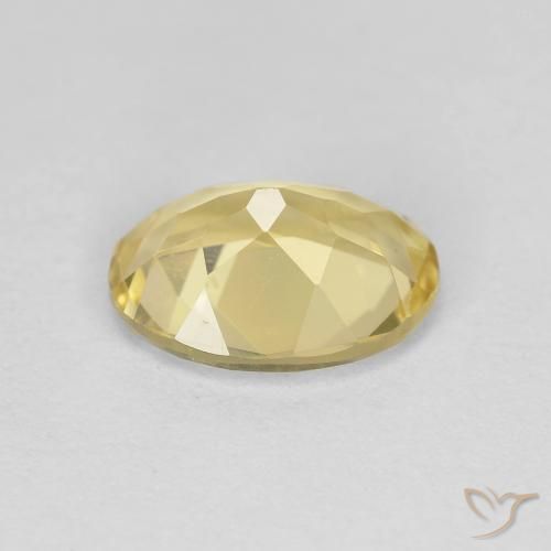 Golden Beryl Gemstone in 9 x 7 mm (calibrated) Size for Sale, Golden Beryl Stone in Medium-Light Yellow Color