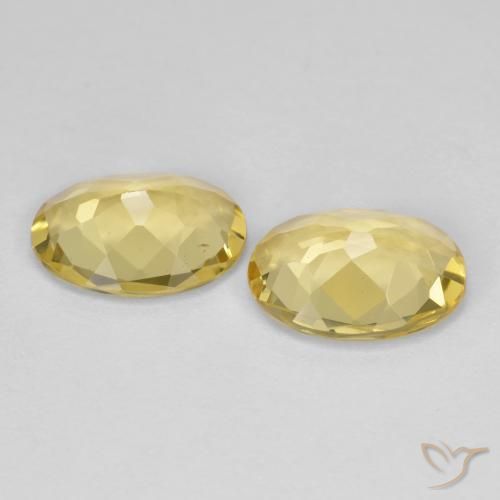 Golden Beryl Gemstones in 9 x 7 mm (calibrated) Size for Sale, Golden Beryl Stones in Light Yellow Color