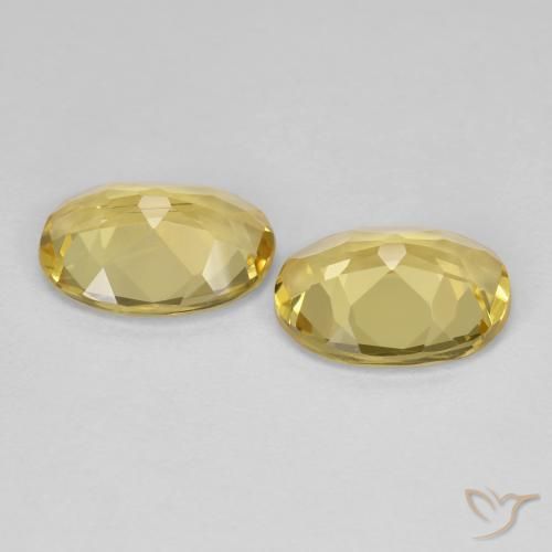 Golden Beryl Gemstones in 9 x 7 mm (calibrated) Size for Sale, Golden Beryl Stones in Light Gold Color