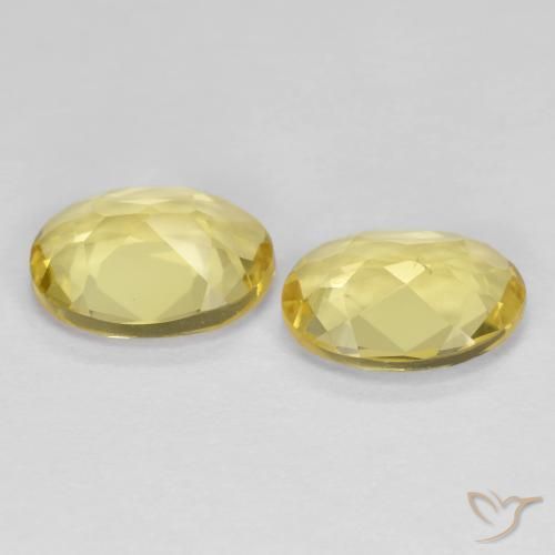 Golden Beryl Gemstones in 8 x 6 mm (calibrated) Size for Sale, Golden Beryl Stones in Medium-Light Yellow Color