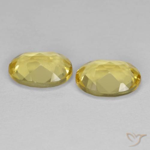 Golden Beryl Gemstones in 8 x 6 mm (calibrated) Size for Sale, Golden Beryl Stones in Dijon Yellow Color
