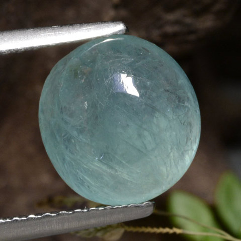 Pale Blue Green Grandidierite Edelstein - 3ct Rund Cabochon (ID: 471843)
