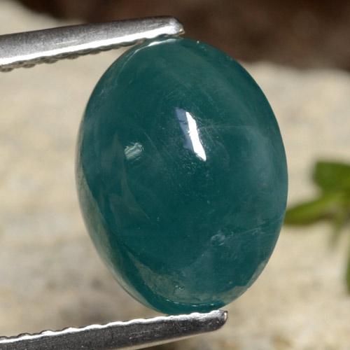 Темно-сине-зеленый Грандидьерит Камень - 3.6ct Овал Кабошон (ID: 471994)