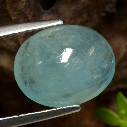 Medium Blue Green Grandidierite Gem - 4.4ct Oval Cabochon (ID: 472002)