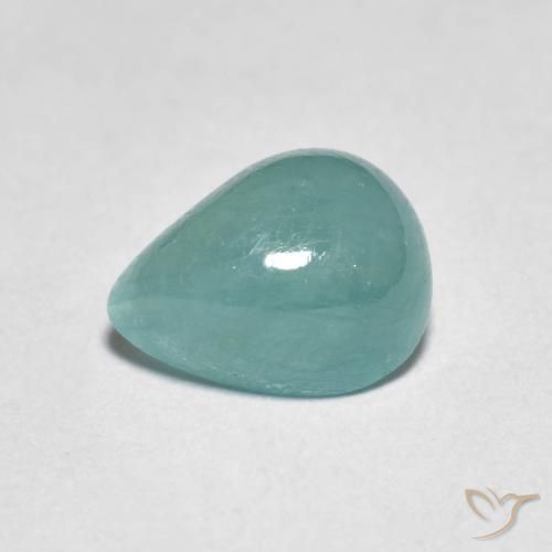 Grandidierite Turquoise pear cabochon 8,7 x 6,8mm de Madagascar, poids de 1,94 ct, pierre gemme naturelle Non traité de pureté Translucide, 1 pièce de grandidiérite, couleur : Vert bleu, dureté de Mohs de 7 à 7.5 convient aux bijoux de tous les jours, pierre de sagesse, Photo A