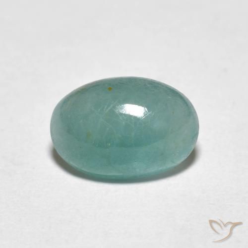 Grandidierite Turquoise Ovale 8,9 x 6,1mm de Madagascar, poids de 1,64 ct, pierre gemme naturelle Non traité de pureté Translucide, 1 pièce de grandidiérite oval cabochon, couleur : Vert bleu clair, dureté de Mohs de 7 à 7.5 convient aux bijoux de tous les jours, pierre de sagesse, Photo A