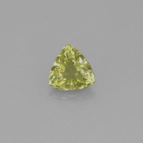0.65 ct Green Grossularite Garnet Gemstone, Grossularite Garnet Gem in Trillion Facet Shape for Sale.