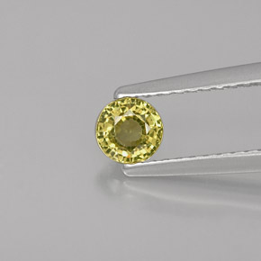0.37 ct Green Grossularite Garnet Gemstone, Grossularite Garnet Gem in Round Facet Shape for Sale.